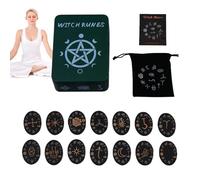 Wezalget Set di pietre runiche, kit delle streghe - Set di pietre runiche in legno da 14 pezzi | Set con guida per la divinazione mistica, set completo di delle streghe per le pratiche