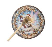 Wezalget Tamburo sciamanico da 25,4 cm, con bacchetta, strumento di guarigione del suono, decorazioni per la casa, strumento spirituale per meditazione