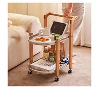 WFchenj222-6 Tavolino laterale mobile, Carrello multiuso a 2 ripiani con ruote bloccabili, tavolino laterale for divano, tavolino da caffè mobile comodino Tavolino da caffè