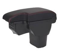 WFEIERT Compatible with Nissan Juke 2010 2011 2012 2013 2014 2015 2016 2017 2018 2019 Braccioli Auto Console Centrale Bracciolo Scatola Portaoggetti Supporto del Braccio.,WithUSB-C/Red-Line