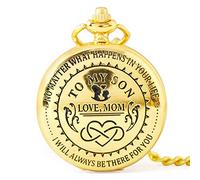 WFENG Clamshell Quarzo per il Tempo Libero Orologio da Taschino, Il Padre,la Madre Collana Regalo Di Natale Retro/D/Il giro