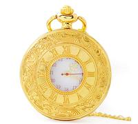 WFENG Paese Stile Retrò Quarzo Orologio da Taschino, Unisex Ciondolo Collana Dono Di Inviare Genitori e Insegnanti Di Souvenir/d'oro/Il giro
