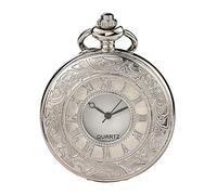 WFENG Paese Stile Retrò Quarzo Orologio da Taschino, Unisex Ciondolo Collana Dono Di Inviare Genitori e Insegnanti Di Souvenir/Argento/Il giro