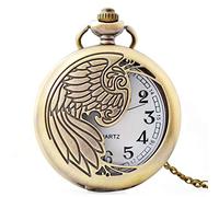 WFENG Retrò Flip Quarzo Orologio da Taschino, Regalo Di Compleanno Misto ad un Amico Insegnante Moda/Bronze/Il giro