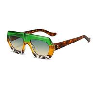 WFFZTZW Occhiali da sole da donna alla moda con lenti sfumate, retrò, da uomo, con montatura trasparente, UV400 (leopardo verde)