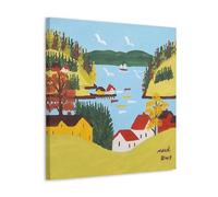Wfhbcnhg Maud Lewis - Stampa su tela con pittura a olio astratta in stile campagna, decorazione da parete moderna per camera da letto e soggiorno, 70 x 70 cm, con cornice