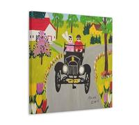 Wfhbcnhg Maud Lewis - Stampa su tela con pittura a olio astratta in stile campagna, decorazione da parete moderna per camera da letto e soggiorno, 50 x 50 cm, con cornice