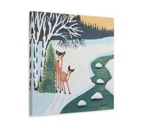 Wfhbcnhg Maud Lewis - Stampa su tela con pittura a olio astratta in stile campagna, decorazione da parete moderna per camera da letto e soggiorno, 60 x 60 cm, con cornice