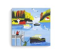 Wfhbcnhg Maud Lewis - Stampa su tela con pittura a olio astratta in stile campagna, decorazione da parete moderna per camera da letto e soggiorno, 40 x 40 cm, senza cornice