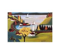 Wfhbcnhg Maud Lewis - Stampa su tela con pittura a olio astratta in stile campagna, decorazione da parete moderna per camera da letto e soggiorno, 50 x 75 cm, senza cornice