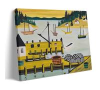 Wfhbcnhg Maud Lewis - Stampa su tela con pittura a olio astratta in stile campagna, decorazione da parete moderna per camera da letto e soggiorno, 50 x 75 cm, con cornice