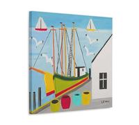 Wfhbcnhg Maud Lewis - Stampa su tela con pittura a olio astratta in stile campagna, decorazione da parete moderna per camera da letto e soggiorno, 30 x 30 cm, con cornice