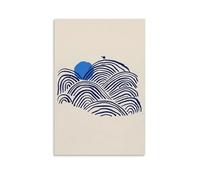 Wfhbcnhg Poster astratto con onde all'alba, stile semplice, stampa su tela, decorazione da parete moderna per camera da letto e soggiorno, 30 x 45 cm, senza cornice