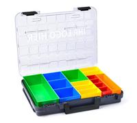 Wfix - Valigetta portaoggetti Sortimo T-BOXX 320, colore antracite, con set Insetbox Trade 3, stampa UV personalizzata con il tuo logo, scatola di assortimento robusta e portatile
