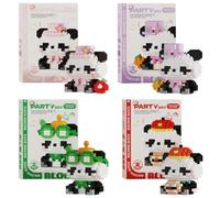 WFKKMEQ 4 Pezzi Mattoncini Panda da Costruzione, Panda Micro Costruzioni Panda Mini Building Blocks Set Animali Blocchi da Costruzione Regalo per Adulti e Bambini