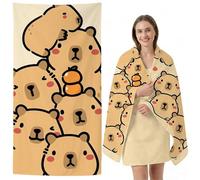 WFKKMEQ Capybara Telo Mare, Capybara Telo Antisabbia Mares Coperta da Spiaggia Teli Mare Microfibra Coperta da Spiaggia da Viaggio Leggero e Portatile Doccia Asciugamano per Piscina, Sauna, Yoga