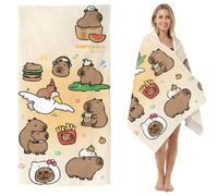 WFKKMEQ Capybara Telo Mare, Capybara Telo Antisabbia Mares Coperta da Spiaggia Teli Mare Microfibra Coperta da Spiaggia da Viaggio Leggero e Portatile Doccia Asciugamano per Yoga,Piscina,Sauna