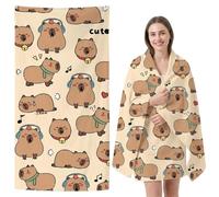 WFKKMEQ Capybara Telo Mare, Capybara Telo Antisabbia Mares Coperta da Spiaggia Teli Mare Microfibra Coperta da Spiaggia da Viaggio Leggero e Portatile Doccia Asciugamano per Sauna, Piscina, Yoga