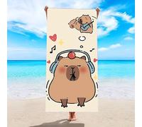 WFKKMEQ Capybara Telo Mare, Capybara Telo Antisabbia Mares Coperta da Spiaggia Teli Mare Microfibra Coperta da Spiaggia da Viaggio Leggero e Portatile Doccia Asciugamano per Sauna,Yoga,Piscina