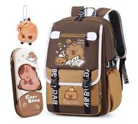 WFKKMEQ Capybara Zaino, Capybara Zainetti per Bambini Scuola Elementare Set con Astuccio Portachiavi Animato Borse Scuolas Zaino Casual Borsa Bag Carino Zainetto Casual Scuola Cartoon Scuolas Zainett