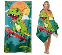 WFKKMEQ Dinosauro Telo Mare, Dinosauro Telo Antisabbia Mares Coperta da Spiaggia Teli Mare Microfibra Coperta da Spiaggia da Viaggio Leggero e Portatile Doccia Asciugamano per Sauna, Piscina, Yoga