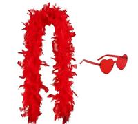 WFKKMEQ Feather Boa, 2M Women's Feather Scarf Decoration Feather Boa Costume Accessories Set with Sunglasses Party Accessories Cosplay Dress Up for Carnival Cosplay Birthday