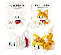 WFKKMEQ Gatto Blocchi da Costruzione, 2PCS Mattoncini da Costruzione Mini Building Blocks Set 3D Puzzle Cartoni Mini Blocchi Giocattoli Animali Giocattolo da Costruire per Regalos Cowboy