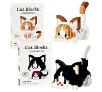 WFKKMEQ Gatto Blocchi da Costruzione, 2PCS Mattoncini da Costruziones Mini Building Blocks Set 3D Puzzle Cartoni Mini Blocchi Giocattoli Animali Giocattolo da Costruire per Regalo Cowboy