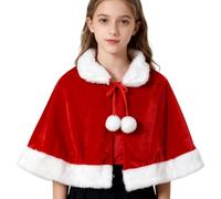 WFKKMEQ Mantello con Scialle Natalizio, Mantello Corto Natalizio Rosso, Mrs Santa Cape Capispalla per Feste Invernali per Forniture Cosplay per Feste di Natale