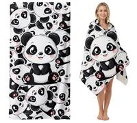 WFKKMEQ Panda Telo Mare, Panda Telo Antisabbia Mares Coperta da Spiaggia Teli Mare Microfibra Coperta da Spiaggia da Viaggio Leggero e Portatile Doccia Asciugamano per Piscina,Yoga,Sauna