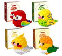 WFKKMEQ Pappagallo Blocchi da Costruzione, 4PCS Mattoncini da Costruzione Mini Building Blocks Set 3D Puzzle Cartoni Mini Blocchi Giocattoli Animali Giocattolo da Costruire per Regalo Cowboy