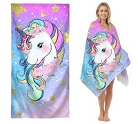 WFKKMEQ Unicorno Telo Mare, Unicorno Telo Antisabbia Mares Coperta da Spiaggia Teli Mare Microfibra Coperta da Spiaggia da Viaggio Leggero e Portatile Doccia Asciugamano per Sauna,Yoga,Piscina