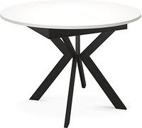 WFL GROUP Rotondo Allungabile Tavolo da Pranzo con Nere Gambe Metalliche - Conservazione Interna del Piano di Estensione - Industriale Rotondo Tavolo per Soggiorno - Salvaspazio - 100 cm - Bianco