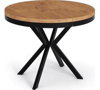 WFL GROUP Tavolo da pranzo allungabile, stile loft e industriale, gambe in metallo, da 100 a 180 cm, rovere Lancillotto, 90 cm