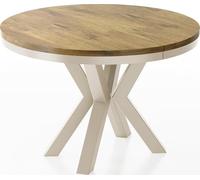 WFL GROUP Tavolo da Pranzo Rotondo Allungabile Stile Loft - Tavolo Industriale con Gambe Metalliche Beige Cashmere - Salvaspazio per Soggiorno - Rovere Lancelot - 100 a 180 cm