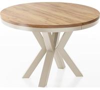 WFL GROUP Tavolo da Pranzo Rotondo Allungabile Stile Loft - Tavolo Industriale con Gambe Metalliche Beige Cashmere - Salvaspazio per Soggiorno - Rovere Craft - 100 a 180 cm