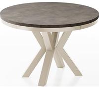 WFL GROUP Tavolo da Pranzo Rotondo Allungabile Stile Loft - Tavolo Industriale con Gambe Metalliche Beige Cashmere - Salvaspazio per Soggiorno - Cemento Chicago Grigio Scuro - 100 a 180 cm