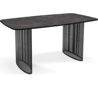 WFL GROUP Tavolo Pranzo Rettangolare Allungabile con Lamelle Stile Loft - 160-240cm - Gambe Metallo Nero, Tavolo Industriale Angoli Arrotondati 8-12 Persone - Marmo Nero