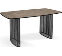 WFL GROUP Tavolo Pranzo Rettangolare Allungabile con Lamelle Stile Loft - 160-240cm - Gambe Metallo Nero, Tavolo Industriale Angoli Arrotondati 8-12 Persone - Cemento Grigio Scuro