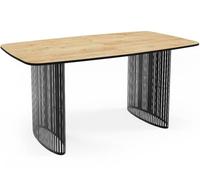 WFL GROUP Tavolo Pranzo Rettangolare Allungabile con Lamelle Stile Loft - 200-280cm - Gambe Metallo Nero, Tavolo Industriale Angoli Arrotondati 12-16 Persone - Marrone