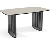 WFL GROUP Tavolo Pranzo Rettangolare Allungabile con Lamelle Stile Loft - 200-280cm - Gambe Metallo Nero, Tavolo Industriale Angoli Arrotondati 12-16 Persone - Beige Cashmere