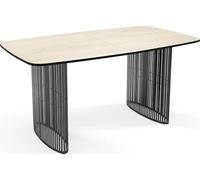 WFL GROUP Tavolo Pranzo Rettangolare Allungabile con Lamelle Stile Loft - 200-280cm - Gambe Metallo Nero, Tavolo Industriale Angoli Arrotondati 12-16 Persone - Marrone Chiaro