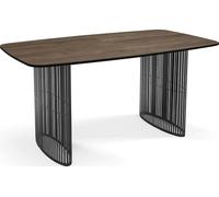 WFL GROUP Tavolo Pranzo Rettangolare Allungabile con Lamelle Stile Loft - 200-280cm - Gambe Metallo Nero, Tavolo Industriale Angoli Arrotondati 12-16 Persone - Noce Marrone