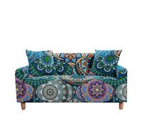 WFLGAN LESANGBAIHUODIAN Copridivano Stampato Adatto for Soggiorno, copridivano Elasticizzato, copripoltrona, copridivano con Motivo Etnico Floreale(Color 8,3 Seater (190-230cm))