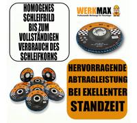 Werkmax Dischi Troncatrice 125 E 115 MM + Disco Lamellare 125 Grana 40 fino A 80