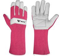 WFX Guanti lunghi da giardinaggio in pelle da donna e uomo e donna, resistenti guanti da giardino in pelle di capra, protezione per avambracci, a prova di spine, da lavoro e da giardiniere.