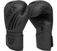 WFX Guantoni da boxe in pelle, professionali, MMA, sparring, kickboxing, allenamento, Muay Thai, combattimento (Nero, 8 oz)