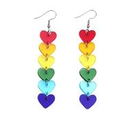 WGCHAIE Orecchini Cuore Arcobaleno, Pendenti Cuore Colorato Orecchini, Orec chini Pendenti a Forma di Cuores Smaltati Ideali per Festival e Eventi Dell'Orgoglio