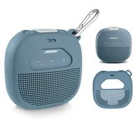WGear, custodia protettiva per altoparlante Bluetooth Bose SoundLink Micro con tasca in rete per cavo e altri accessori, cinturino elastico per dispositivo sicuro (blu pietra)
