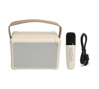 WGFOIP Altoparlante per Macchina per Karaoke Portatile con Microfono Wireless Mini Karaoke per la Festa di Viaggio a Casa 6 Effetti Sonori LED LIGHT LIGHT 1200MAH BATTERE (Beige)